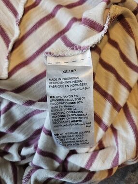 Striped Lightweight Tee in Cream and Mauve